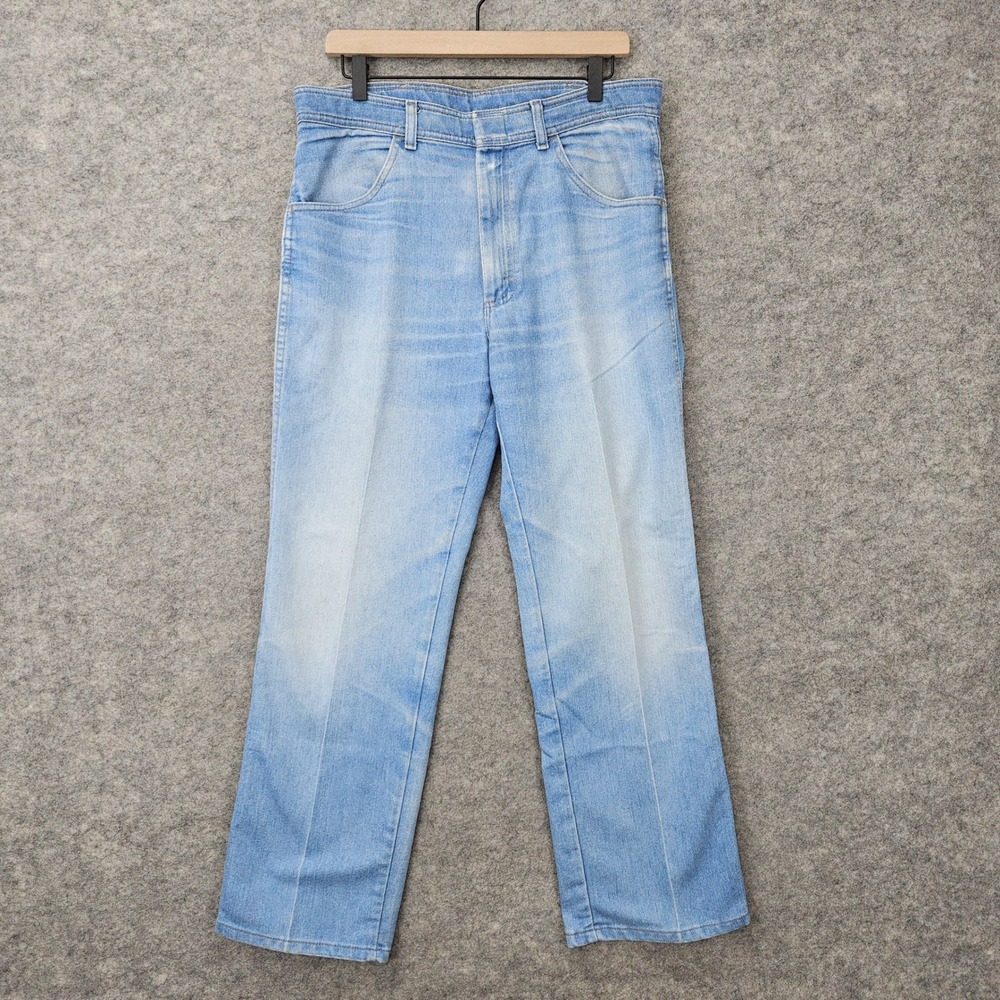 Wrangler Jeans Men 34x30 Light Blue Regular Fit Straight Leg Denim Pants Western